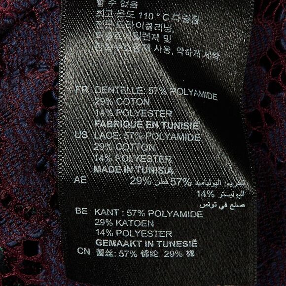 Sandro Maroon Floral Lace Scalloped Crop Top M - Picture 5 of 5